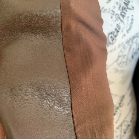 nwt Elie Tahari Faux Leather Jacket Belted Button Down Coat Brown Size Medium - Picture 10 of 16